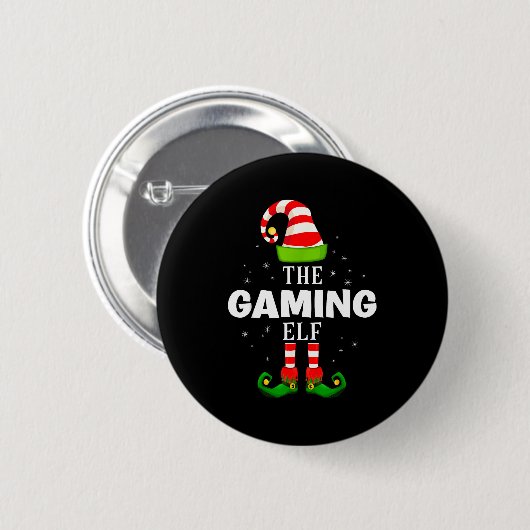 Badge Rond 5 Cm The Gaming Elf Christmas Pjs Matching Pajama (Devant & derrière)