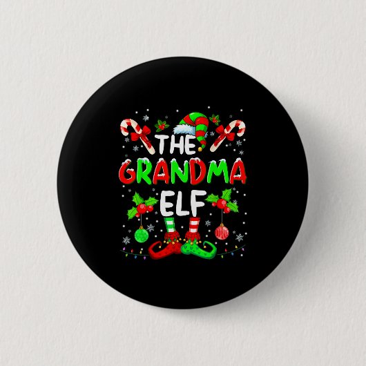 Badge Rond 5 Cm The Grandma Elf Costume Pajamas Pjs Christmas Xmas (Devant)