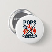 Badge Rond 5 Cm The Grill Master Bbq Father's Day Grandpa Grilling (Devant & derrière)