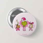 Badge Rond 5 Cm The Grinch Crew in Pink Valentine's Portrait (Devant & derrière)
