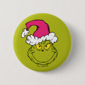 Badge Rond 5 Cm The Grinch in Pink Santa Hat (Devant)