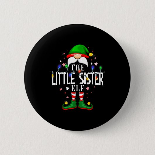 Badge Rond 5 Cm The Little Sister Elf Christmas Family Pajama Part (Devant)