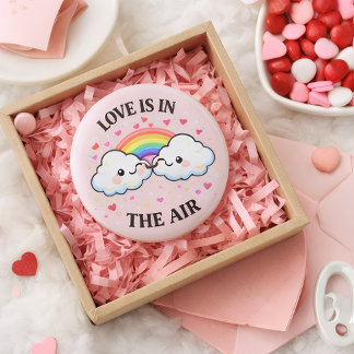 Badge Rond 5 Cm The Love In The Air Pin Button — Valentine's Day