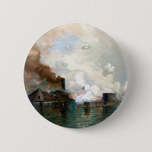 Badge Rond 5 Cm The Monitor et Merrimack 1862 (Devant)