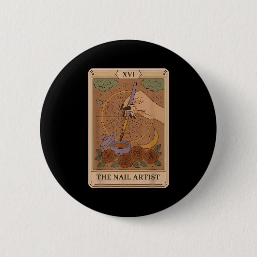 Badge Rond 5 Cm The Nail Artist Tarot Card Mystical Nail Tech Zodi (Devant)
