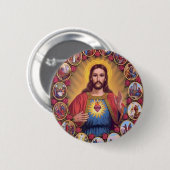 Badge Rond 5 Cm The Sacred Heart of Jesus (Devant & derrière)