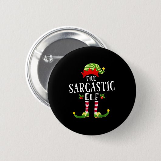 Badge Rond 5 Cm The Sarcastic Elf Christmas Matching Pajama  (Devant & derrière)