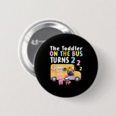 Badge Rond 5 Cm The Toddler On The Bus Turns Two Years Cute Animal (Devant & derrière)