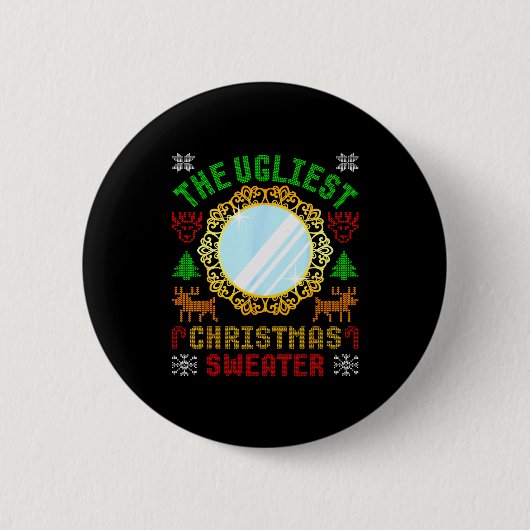 Badge Rond 5 Cm The Ugliest Ugly Christmas Sweater With Mirror Fun (Devant)