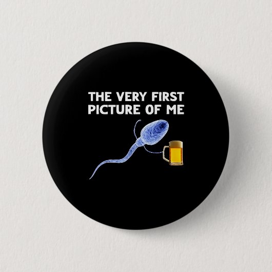 Badge Rond 5 Cm The Very First Cture Of Me Funny Sperm Holding Bee (Devant)