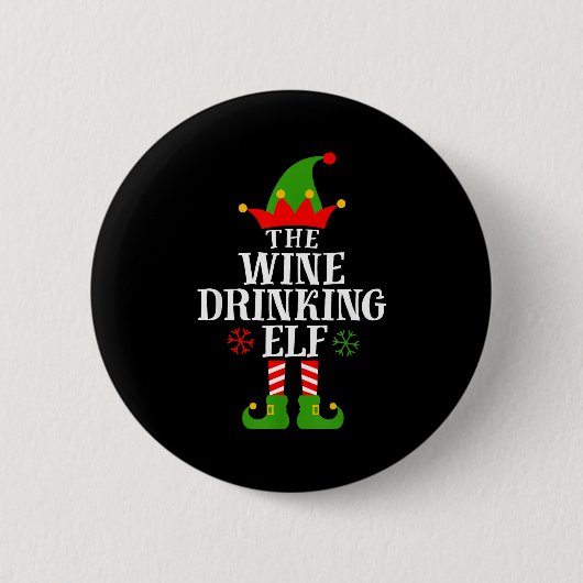 Badge Rond 5 Cm The Wine Drinking Elf Funny Matching Family Christ (Devant)