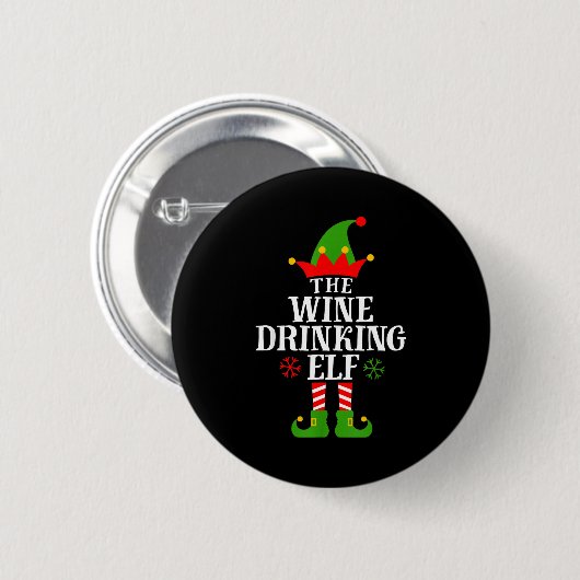 Badge Rond 5 Cm The Wine Drinking Elf Funny Matching Family Christ (Devant & derrière)