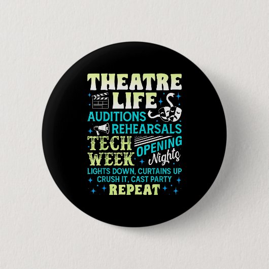 Badge Rond 5 Cm Theatre Nerd Actor Funny Musical Theater Geek Thes (Devant)