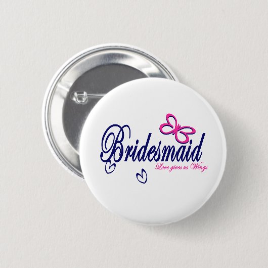 Badge Rond 5 Cm Thème Bridesmaid/Papillon (Devant & derrière)