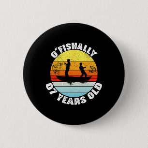 Badge Rond 5 Cm Thème d'anniversaire pour 7 ans de pêche O'fishall