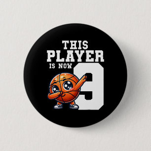 Badge Rond 5 Cm Thème de fête d'anniversaire de 9 ans Dabbing Sket