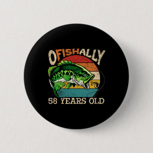 Badge Rond 5 Cm Thème de fête d'anniversaire de pêche de 58 ans of