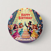 Badge Rond 5 Cm Thème de masquerade d'anniversaire mignon (Devant)