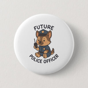 Badge Rond 5 Cm Thème du futur policier de chien mignon