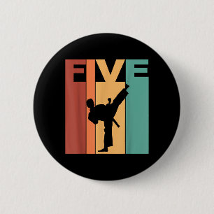 Badge Rond 5 Cm Thème Karaté Taekwondo 5ème Anniversaire 5 Ans