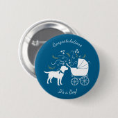 Badge Rond 5 Cm Thème Labrador - Baby shower de chien Blue Lab (Devant & derrière)