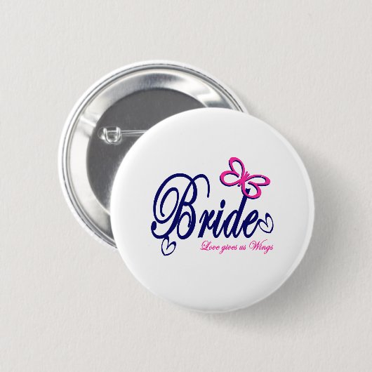 Badge Rond 5 Cm Thème Mariée/Papillon (Devant & derrière)