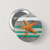 Badge Rond 5 Cm Thème Plage Starfish Mariage Rustique (Devant & derrière)