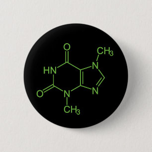 Badge Rond 5 Cm Théobromine Molécule de chocolat Diagramme chimiqu