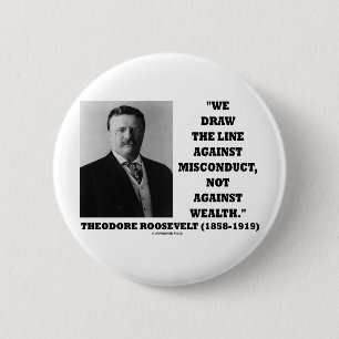 Badge Rond 5 Cm Theodore Roosevelt contre la richesse de mauvaise