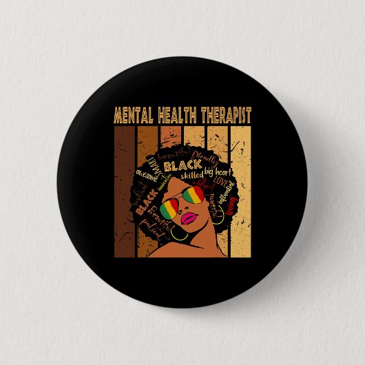 Badge Rond 5 Cm Thérapeute en santé mentale Afro Femmes Noir Histo (Devant)