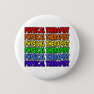 Badge Rond 5 Cm Thérapeute physique arc-en-ciel