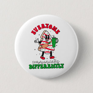 Badge Rond 5 Cm Thérapie de la parole Noël Tout le monde Communiqu