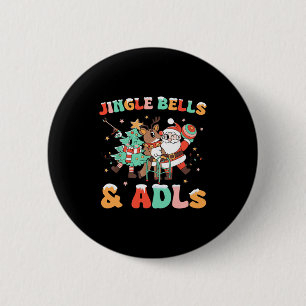 Badge Rond 5 Cm Thérapie occupationnelle Xmas Renne Santa Adls Nou