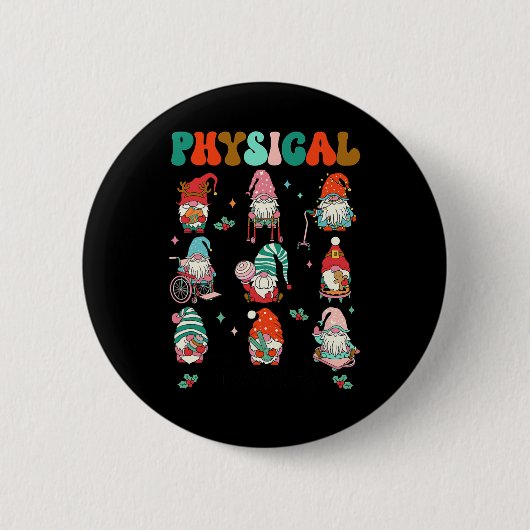 Badge Rond 5 Cm Thérapie physique de Noël Gnome Physica (Devant)