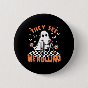 Badge Rond 5 Cm Thérapie Physique Halloween Ils Me Voient Rolling