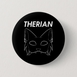 Badge Rond 5 Cm Therian Furie Animal Masque Wolf Chat Chien