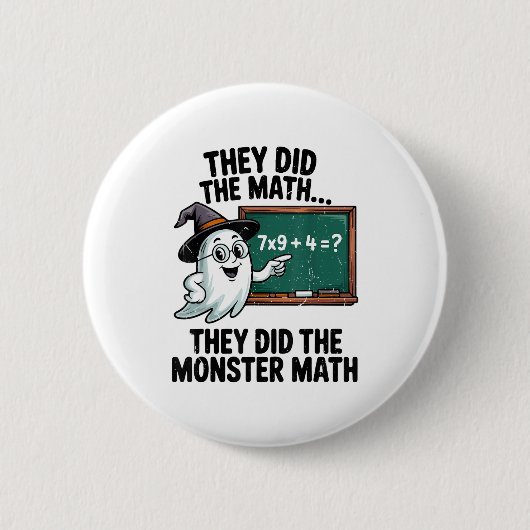 Badge Rond 5 Cm They Did Monster Math Teacher Halloween Costume Ma (Devant)