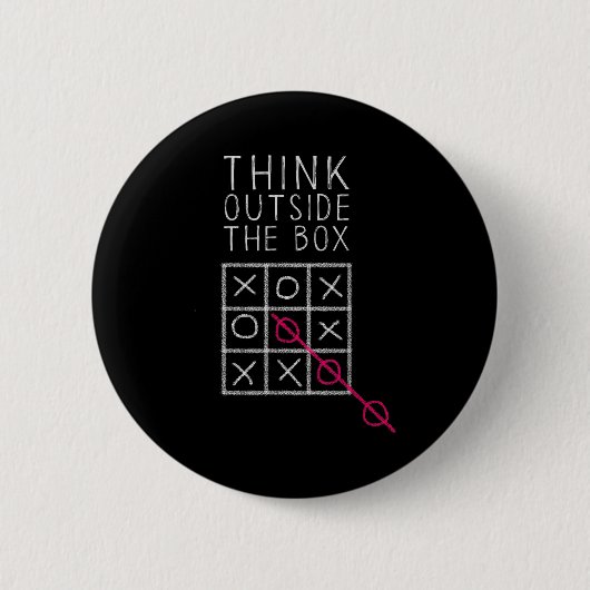 Badge Rond 5 Cm Think Outside The Box _ Tic Tac Toe _ Funny Sy Ner (Devant)