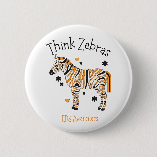 Badge Rond 5 Cm "Think Zebras" Ehlers Danlos Syndrome Button (Devant)