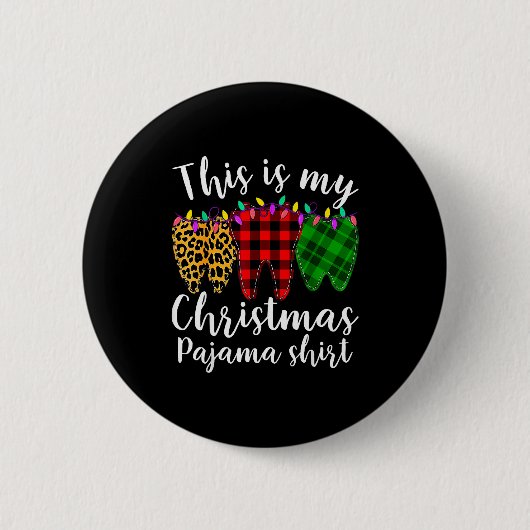 Badge Rond 5 Cm This Is My Christmas Pajama Christmas Teeth Leopar (Devant)