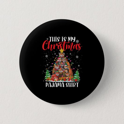 Badge Rond 5 Cm This Is My Christmas Pajama Red Panda Christmas Tr (Devant)