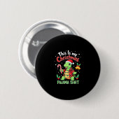Badge Rond 5 Cm This Is My Christmas Turtle Pajama Shirt Buffalo P (Devant & derrière)