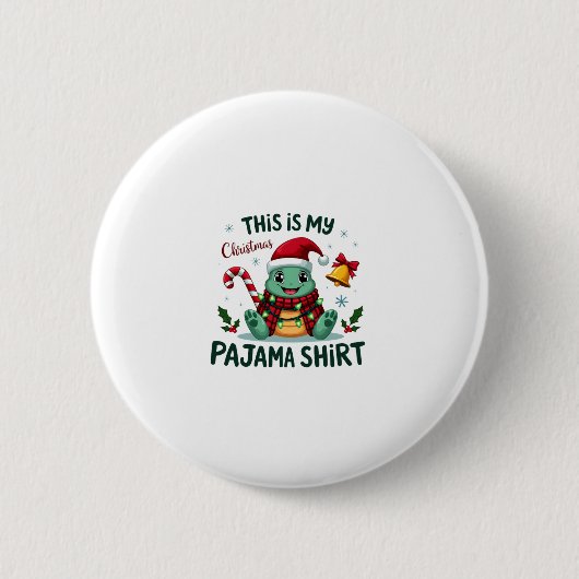 Badge Rond 5 Cm This Is My Christmas Turtle Pajama Shirt Buffalo P (Devant)