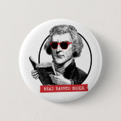 Badge Rond 5 Cm Thomas Jefferson Lit Des Livres Interdits (Devant)