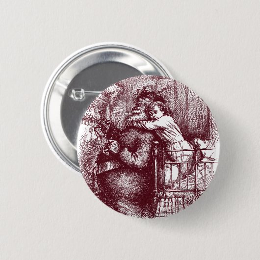 Badge Rond 5 Cm Thomas Nast le père noël "attrapé " (Devant & derrière)
