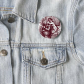 Badge Rond 5 Cm Thomas Nast le père noël "attrapé " (En situation)
