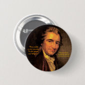 Badge Rond 5 Cm Thomas Paine, Américain - bouton (Devant & derrière)