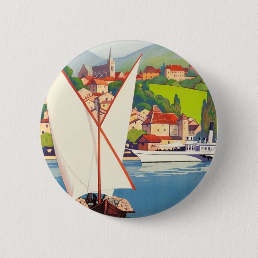 Badge Rond 5 Cm Thonon Les Bains Français Travel Europe (Devant)