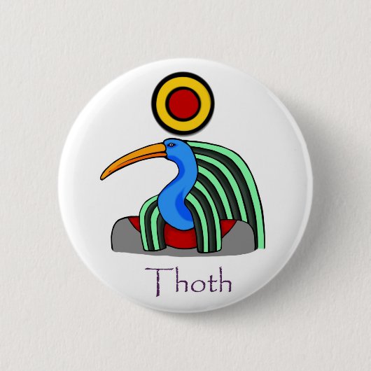 Badge Rond 5 Cm Thoth - Ancien insigne de Dieu égyptien (Devant)