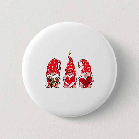 Badge Rond 5 Cm Three Gnomes Holding Heart Leopard Happy Valentine (Devant)